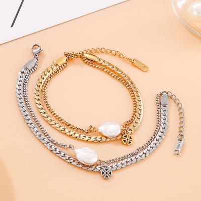 China New Arrival CLASSIC CLARMER Shell Stainless Steel Double Layer Adjustable Bracelet For Woman for sale