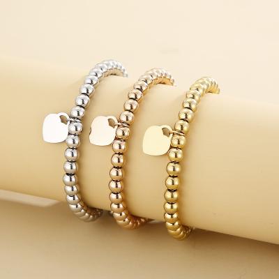 China CLARMER CLASSIC New Arrival Stainless Steel Mental Beads Heart Shape Pedant Bracelet For Woman for sale