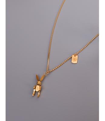 China CLASSIC Rabbit Robot Belle CLARMER Chain Necklace Stainless Steel Quilted Necklaces Square Brand For Woman for sale