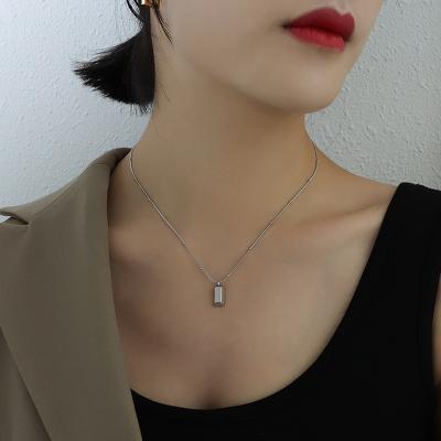 China CLASSIC CLARMER Mini Gold Brick Titanium Steel Clavicle Necklace Three-color Stainless Steel Necklaces For Woman for sale