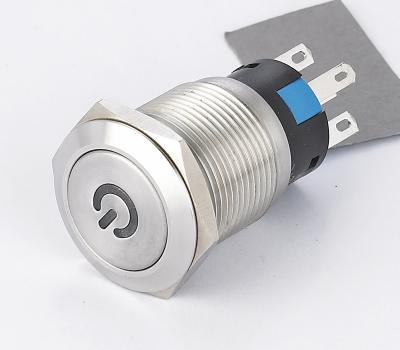 China Metal Switch Power IP67 Waterproof 19mm Reset On Off Momentary 1NO1NC Push Button Switch LA19-AJS-E for sale