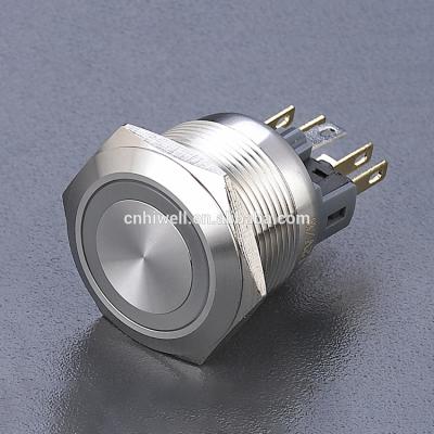 China JS22F-11E Silver Blue Stainless Steel LED Light Lock Button Switch JS22F-11E for sale