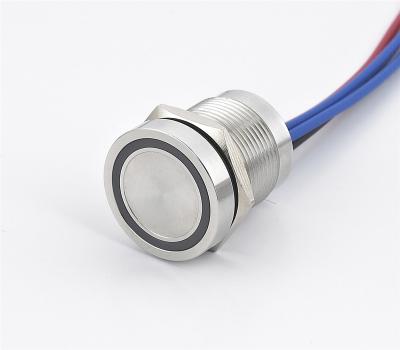 China Momentary Latching 19MM Ring Illuminated Flat Momentary Latching Button IP68 Ring Illuminated Metal Piezo Switch for sale