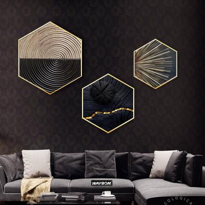 China Metal Hanging Flower Plant Sublimation Blank Hexagon Geometric Gold Photo Frame With Glass Cover for sale