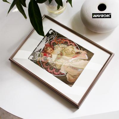 China New Arrival Classic Metal Aluminum Wall Hanging Mounted Beautiful Brushed Aluminum Metal Picture Frame for sale