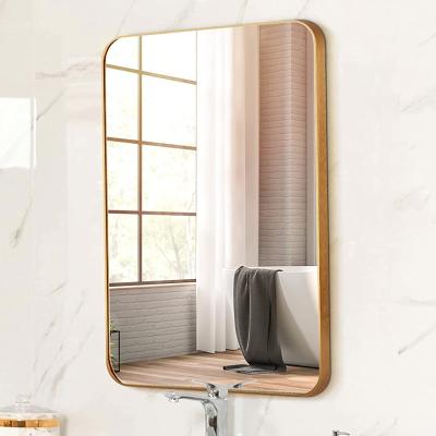 China Weibang Modern Gold Framed Rectangle Round Mirror Eco - Friendly Stainless Steel For Make Up Mirror for sale