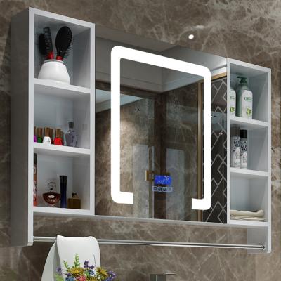 China 2020 Cheap Bathroom Medicine Vanity Jewelry Dressing Shoe Wood Glasses Enlargement Led Mirror Cabinet for sale