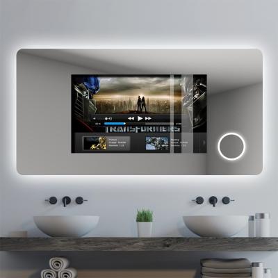 China Magnifying Touch Screen Smart Led Light Android Bathroom TV Magic Mirror for sale