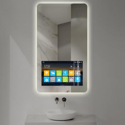 China WAYBOM Touch Screen Mirror Bathroom TV Android System LED Magnifying Magic Mirror For Hotel for sale