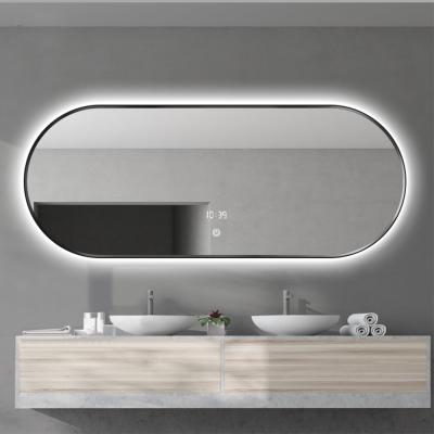 China Supermarket Hotel Large Toilet LED Light Bathroom Luxury Luminous Smart Magic Mirrors for sale