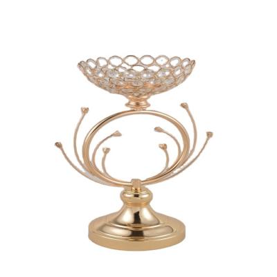 China All Gold Plated Home Decoration Wedding Candlestick Crystal Branch Candlestick for sale