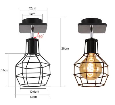 China Sanxiang Black Industrial Metal Ceiling Lamp Industrial Rotatable and Swivel Retro Lamp for Hallway Dining Room Living Room for sale