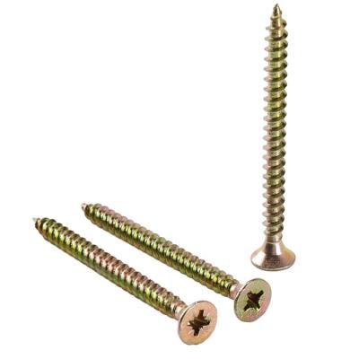 China Wholesale Price Carbon Steel Pozi Drive Flat Yellow Galvanized Chipboard Screws for sale