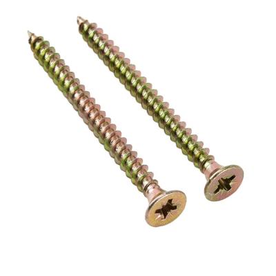 China Yellow / White Galvanized Flat Chipboard Countersunk Head Screw For Wood for sale