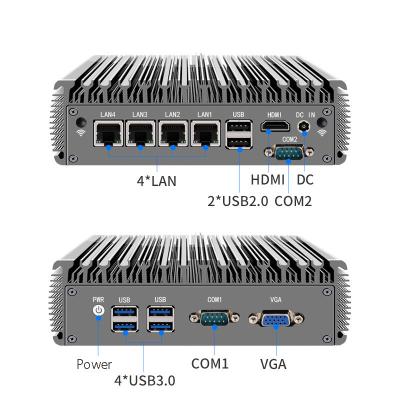 China Mini pc industrial fanless 4 lan rj45 giga quad core j4125 core i3 i5 i7 mini pc industrial fanless à venda