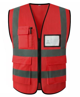 China Factory Wholesale Zipper Hi Force Comfortable Men's Blue Color Safety Reflective Vest With 4 Pockets for sale