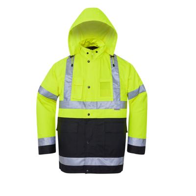 China Windproof Customize 3M Scotchlite 8906 Force Two Tone Waterproof 4 Tone Parka Oxford 8906 Hi In 1 Reflective Safety Winter Jacket for sale