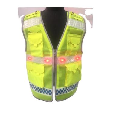 China Safety Water Proof Fluorescent Yellow High Visibility Vest Safety LED Reflective Vest for sale