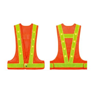 China FLASH men women LED reflectante top LED safety flashing light reflective vest Safeti with 16 led light for sale