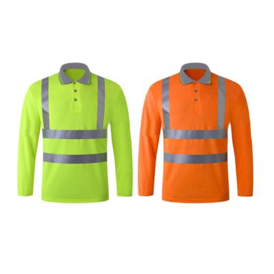 China Dryfit Customized Class 2 High Visibility Polyester Work Safety T-Shirts Breathable 100% Orange Hi Strength for sale