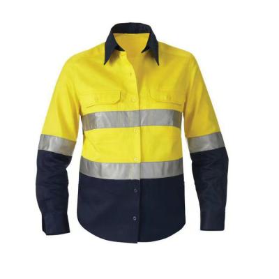 China Two Tone Men's Comfortable Long Sleeve Safety Reflective Workwear Workwear Strength Construction Work Shirts Hi for sale