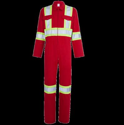 China Water Proof Mens Two Tone Orange Cotton Hi Visibility Work Coveralls Uniform High Strength for sale