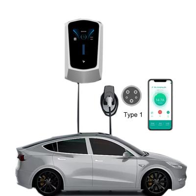 China 7KW/11KW/22KW Output Power Electric Car Wallbox EV Charging Station with Type 1 Plug and AC Output Current for sale