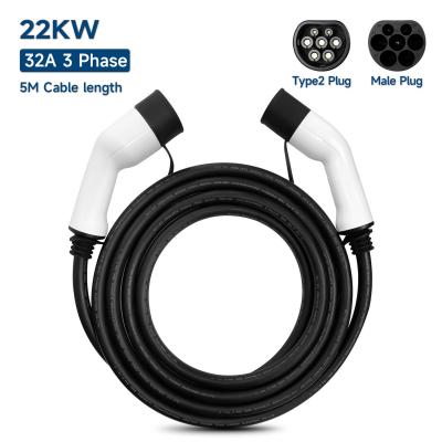 China E-mingze Factory Wholesale New 22KW Portable Type 2 Electric Vehicle Charging Cable Three-Phase Extension Line Connection 22KW for sale