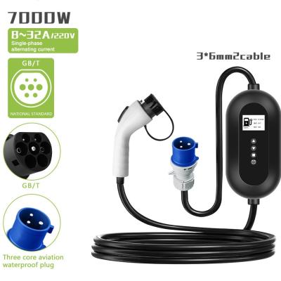 China Temperature Protection Prophylactic E-Mingze 32A/7kW Portable Electric Car Charger Home Fast Charging Station GBT Color for sale