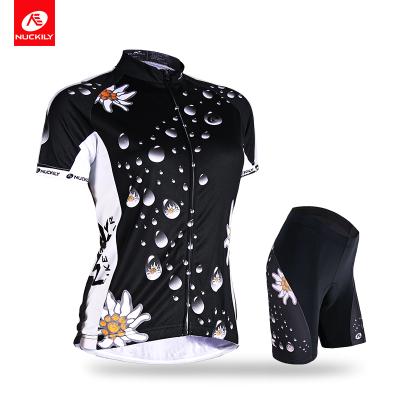 China NUCKILY Antibacterial Women Fashion Free Shipping Retail Bike Custom Jersey Shorts Sleeve Cycling Pants Short Set Breathable for sale