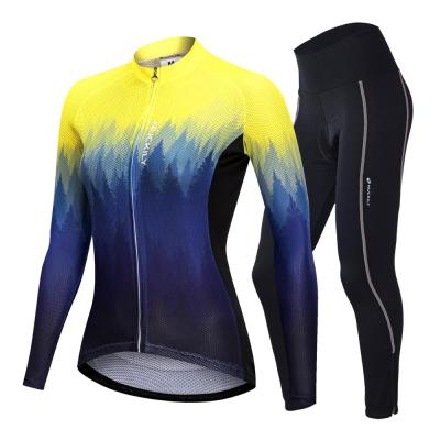 China NUCKILY Breathable Free Shipping Long Sleeve Tank Top Clothes Shirt Sports Wear Women Set With 3D Padded Pants for sale