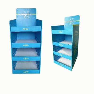 China Eco-friendly Customized Cardboard Display Racks Floor Display Stand For Supermarket for sale