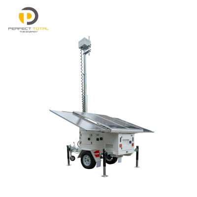 China Waterproof / Waterproof Mobile Solar Cctv Security Trailer For Camera For Light Tower With Backup Generator for sale