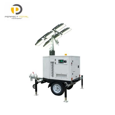 China Powerful Construction Diesel Generator Mining 6kw 20kw Towable Igniting Light Tower With Led Fixtures for sale