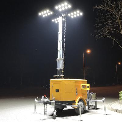 China Mobile Sports Stadiums 1800Watt Trailer Mounted Portable Led Light Tower For Construction for sale