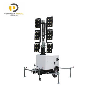 China Sports Stadiums 9m Mast Telescopic Hydraulic Trailer Lightweight Tower For Construction , Stadium , Mining for sale