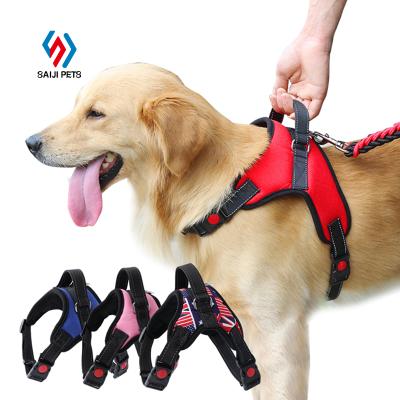 China Saiji Manufacturer Wholesale Classic Mesh Portable Stocked Custom Pet Harness For Large Dogs for sale