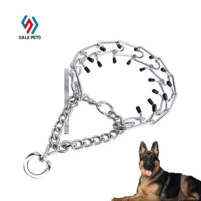 China Premium Stocked Saiji Removable Adjust Metal Size Custom Training Dog Chain Collar For Sale for sale