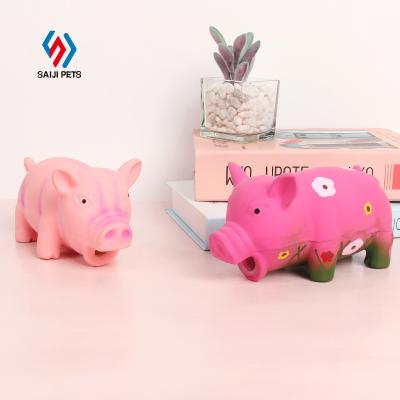 China New Saiji Sustainable Fashion Peppa Cute Soft Natural Rubber Dog Pig Pig Beep Squeek Pet Toy For Sale for sale