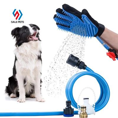 China Saiji Low Moq Viable Cat Hair Remove Glove Dog Grooming Brush Glove Set On Sale for sale