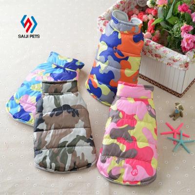 China Saiji Stocked Customize Fashion Brand Dog Camouflage Clothing Waterproof Luxury Hot Cat Clothing Pet Supplies Acces for sale