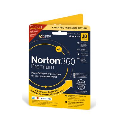 China 24/7 Norton 360 Premium (PC 10 1 Year Account+Key) Online Delivery Email License Antivirus Software Online Download Windows 10 for sale