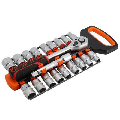 China High Quality Durable+Portable+Comfortable handle+Fine Package Household 20pcs Car Repair Tools Stainless Steel Plastic 1/2 Inch Pull Out Socket Set for sale