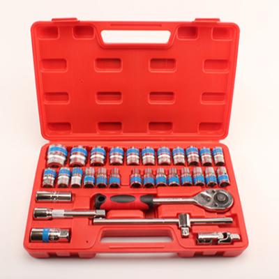 China Durable+Portable+Comfortable Handle+Fine Socket Deep Organizer 1/2 Set Plastic Professional Wrench 32PCS Professional Tool Set for sale