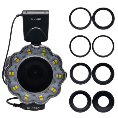 China Mcoplus Macro Macro LED Ring Light Speedlite Shooting Flash with 8 Adapter Rings for Canon Nikon Olympus Pentax DSLR for sale