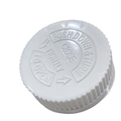 China 38mm Plastic Child Resistant Cap Screw Lid for Plastic Bottles Affordable for sale