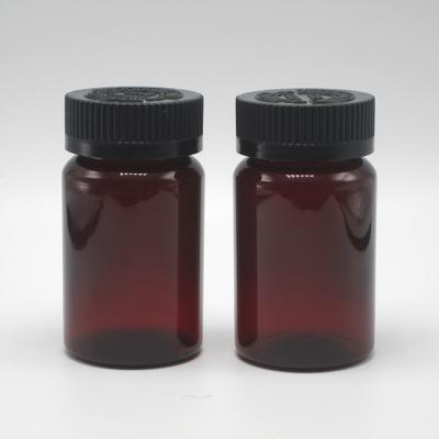 China 2OZ 60ML PET Amber Black Plastic Bottle with CRC Lid for Medicine Supplement Packaging for sale