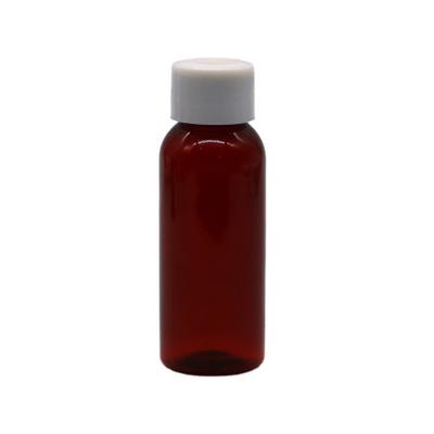 China 30mL PET Boston Round Slim 20-410 Syrup Plastic Bottle for Maple Syrup Screen Printed for sale