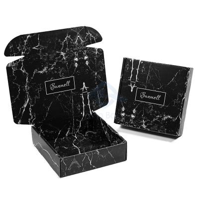 China Recycled Luxury Black Marble Mailing Box Materials Corrugated Mailing Boxes Custom Logo For Makeup Packaging for sale