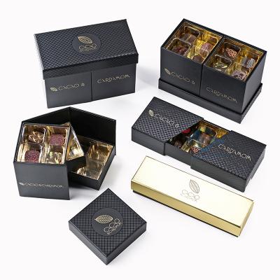 China Recyclable Luxury Double Layer Assorted Chocolate Logo Double Layer Gold Foil Gold Foil Custom Chocolate Box Packaging Box for sale